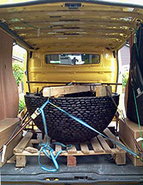 Dedicated delivery van interior with strapped load